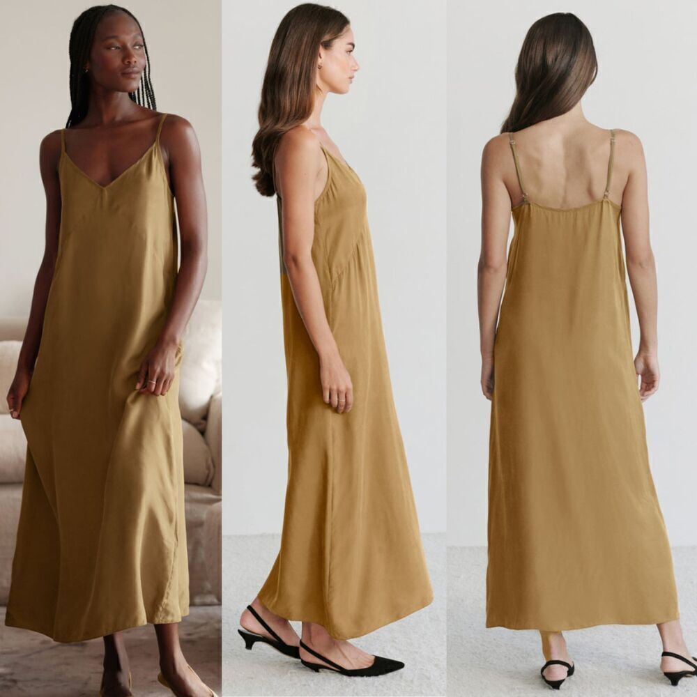 JENNI KAYNE Womens Size XXL Cinnamon Rio Slip Midi Dress Pullover Minimalist Y2K